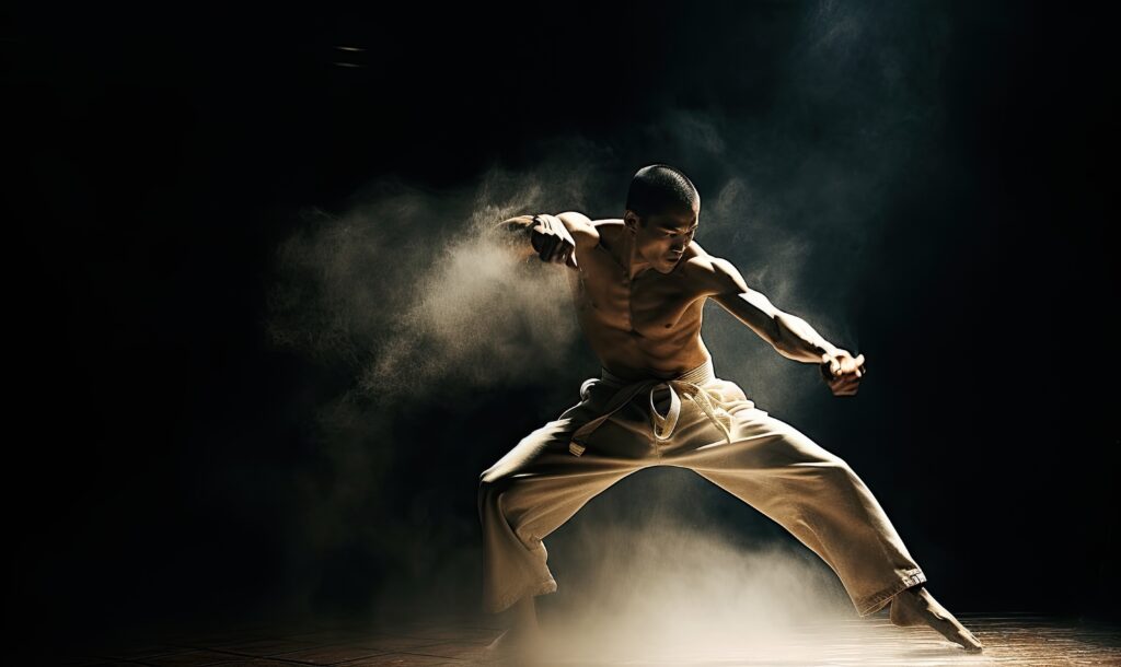 Martial arts instructor practicing forms